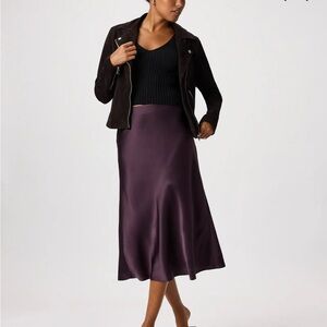 NWOT Quince Deep Orchid Purple Washable Silk Midi Skirt XS